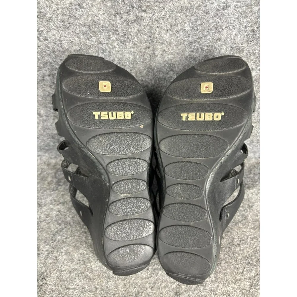 Tsubo Shoes Womens Size 7 Black Wedge Mule Sandals Platform Comfort SN-4239‎